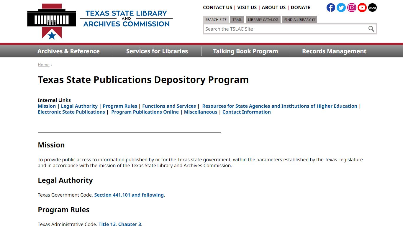 Texas State Publications Depository Program | TSLAC